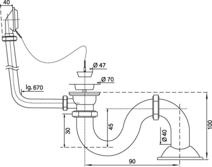 Слив-перелив для ванны Wirquin М (хром)