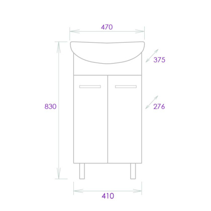 Тумба Onika Коралл 47 напольная, белая (ум. Дора 47/ Азов 45)