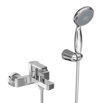 Смеситель для ванны с коротким изливом, поворотный переключатель, латунь/хром