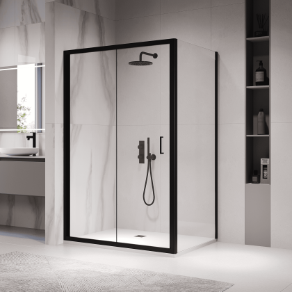 Душевой уголок  70*100*190 RGW PA-142B (PA-21B + Z-050-5B) Прямоуг./Чёрный/Прозрачное/5 мм