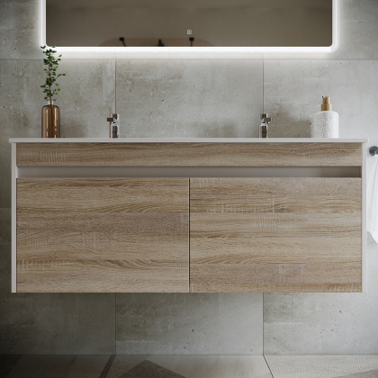 Тумба подвесная SANCOS Smart 1190х450х500, 4 ящика оснащенными доводчиками, дуб бардолино/белый  , арт. SM120-2E