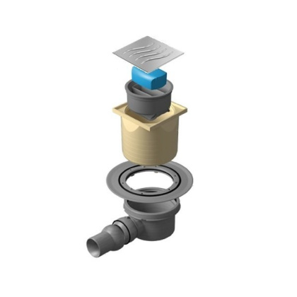 13000022 Точечный трап 100х100 мм Confluo Standard Vertical Dry,с сухим затвором, металл с перфорацией Tide (Волна),без рамки Исполнение: Хром 