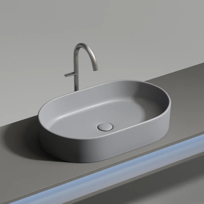 Умывальник чаша накладная овальная (цвет Антрацит Матовый) Element 608*385*122мм