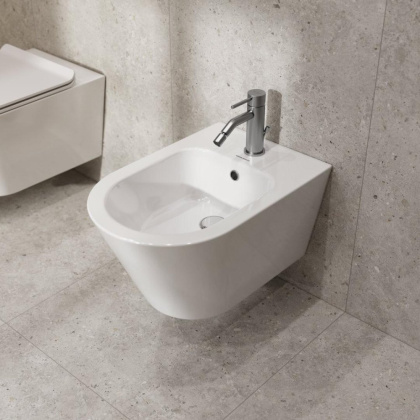 Смеситель для биде ETERNA однорычажный, c донным клапаном 3/8”, нержавеющая сталь