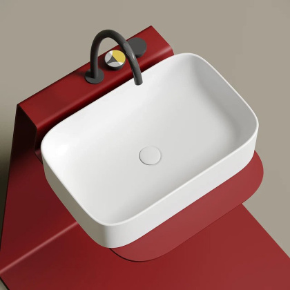 Умывальник чаша накладная прямоугольная (цвет Белый Матовый) Element 605*380*150мм