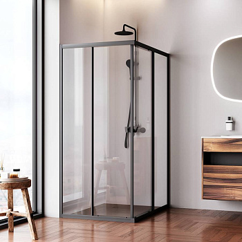 W87G-403-12090-BT Sunny Душевое ограждание прямоугольное, раздвижные двери 120x90 черный,стекло прозрачное