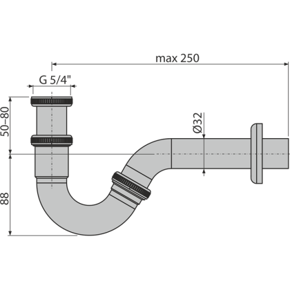 Сифон для биде DN32 металл