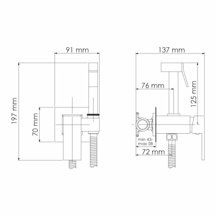 A71138  Встраиваемый смеситель для душа с гигиенической лейкой Wasserkraft A71138  Встраиваемый смеситель для душа с гигиенической лейкой Wasserkraft