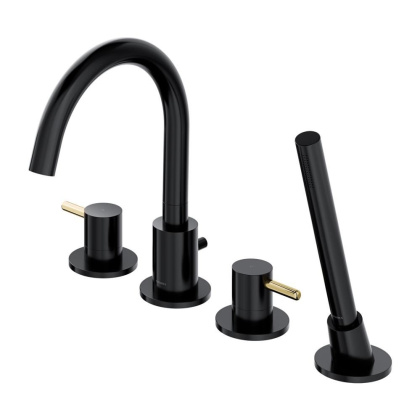 Смеситель для ванны на 4 отверстия OMNIRES Y Y1232BLGL (черный/золото)