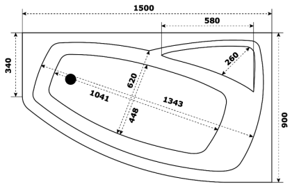 Акриловая ванна Creto Madison 150х90 левая на каркасе 22-1111