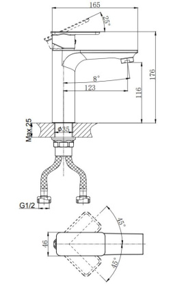 Смеситель для умывальника RUSH Bruny (BR4335-12)