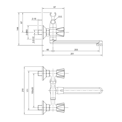 Смеситель для ванны с длинным изливом 23251CT Catalona OLIVE'S