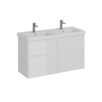 Тумба Lemark COMBI 125см под 2 раковины, подвесная/напольная,4 ящика, цвет корпуса, фасада: Белый глянец