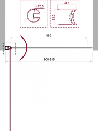 Душевая шторка на ванну BelBagno UNO-V-1-70/150-C-Cr