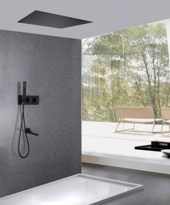 Душевая система ABBER Daheim AF8254B скрытого монтажа с изливом, термостат, черная матовая Душевая система ABBER Daheim AF8254B скрытого монтажа с изливом, термостат, черная матовая