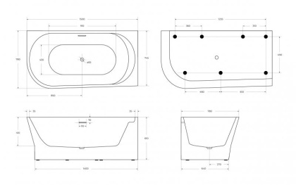 Акриловая ванна BELBAGNO BB410-1500-780-R
