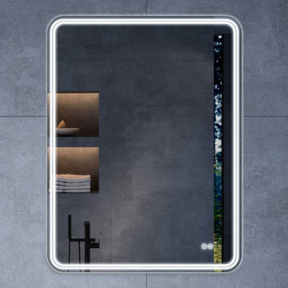Зеркало LED VLM-3MA600-2 600х800 c сенсорным выключателем и диммером, антизапотевание Зеркало LED VLM-3MA600-2 600х800 c сенсорным выключателем и диммером, антизапотевание