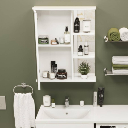 Шкаф-зеркало Onika Карина 60 белый, левый, с подсветкой