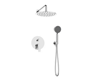 ANCONA Душевой комплек (Встр.смесит.для душа с переключ. на два выхода, верхн.душ 25см, ручной душ со шлангом, штуцером и держ.) хром, ANCONA-DSET-CRM