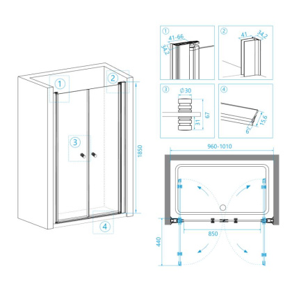 Душевая дверь в нишу RGW Passage PA-04 100 профиль Хром стекло прозрачное