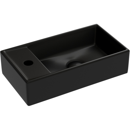 Умывальник подвесной прямоугольный (чаша справа, отверстие под смеситель слева) цвет черный матовый Element 407*217*100