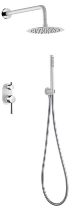 Смеситель встроенный + верхний+ ручной душ Uno. Белый Хром