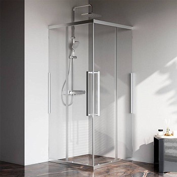 W84G-403-9090-MT Душевое ограждение Func Square Slide 90х90, мат хром, прозрачное