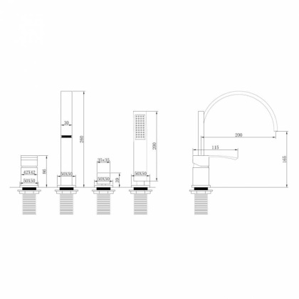 Смеситель ABBER Wasserfall AF8613 на борт ванны, хром