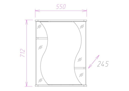 Шкаф-зеркало Onika Лилия 55 белый, левый, с подсветкой