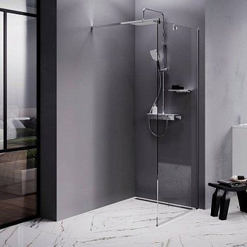 W84WI-80-F1-MTE Душевая перегородка Func 80x200, стекло прозр. 8 мм + покрытие, профиль мат хром