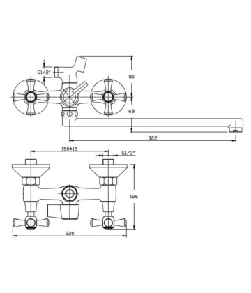 Смеситель для ванны/душа Agger Retro-X A1721188 с душевым набором