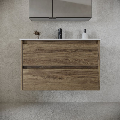 Тумба подвесная SANCOS Libra 790х450х500, c двумя ящиками оснащенными доводчиками, дуб чарльстон, арт. LB80ECH