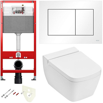 Комплект установки подвесного унитаза: модуль, панель TECEnow белая, унитаз TECEone Комплект установки подвесного унитаза: модуль, панель TECEnow белая, унитаз TECEone