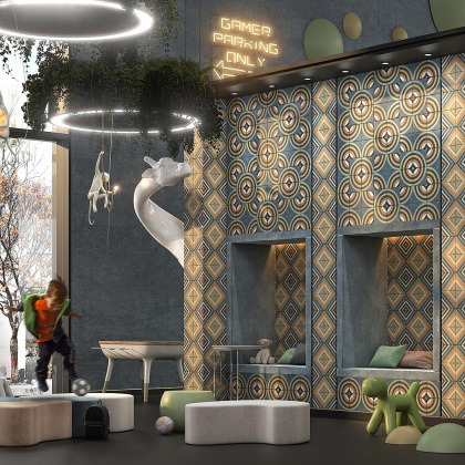 Декор HGD\A556\5009 Фантазия 2 орнамент (20см*20см*6,9мм) (10шт/0,4м2) матовый, шт.