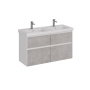Тумба Lemark COMBI 125см под 2 раковины, подвесная/напольная,4 ящика, цвет фасада: Бетон, цвет корпуса: Белый глянец