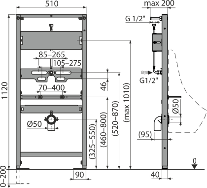 Монтажная рама для писсуара и сенсор