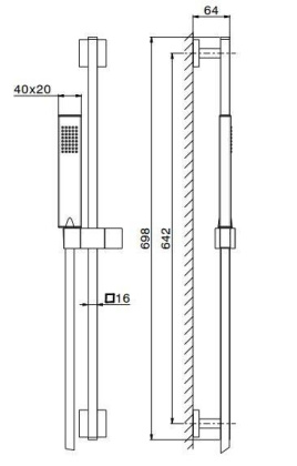 Душевая стойка длиной 150 см без выхода для подачи воды хром