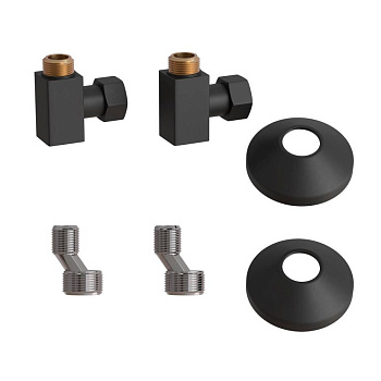 Комплект подключения для полотенцесушителя Point PN00012B 3/4"х1/2" г/ш (квадрат), черный Комплект подключения для полотенцесушителя Point PN00012B 3/4"х1/2" г/ш (квадрат), черный