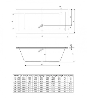 Акриловая ванна CEZARES PLANE-170-70-45-W37