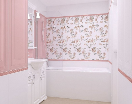 Плитка настенная 14007R Монфорте розовый панель обрезной 40*120*12 (3шт\1.44м2) , м2