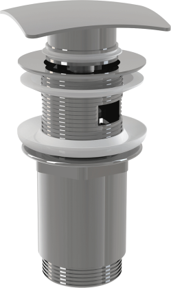 Донный клапан сифона для умывальника CLICK/CLACK 5/4", цельнометаллический с переливом и квадратной заглушкой