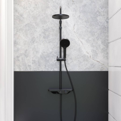 947730300 Apollo душевая система с ванно-душевым смесителем-полкой, Черный