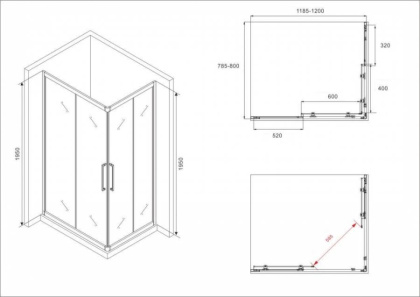 Душевой уголок ABBER Schwarzer Diamant AG02128BH