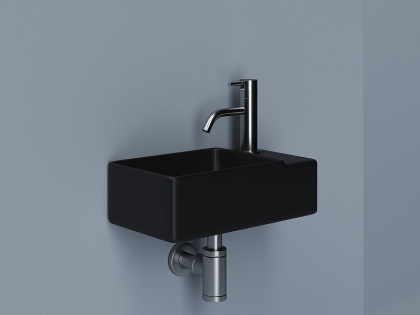 Умывальник подвесной прямоугольный (чаша слева, отверстие под смеситель справа) цвет черный матовый Element 395*220*125мм