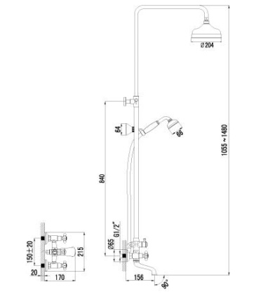Смеситель Lemark Vintage LM2862B для ванны и душа