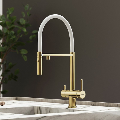 Смеситель для кухни SANCOS Imola с возможностью подключения фильтра для воды, цвет брашированное золото, арт. SC4010BG Смеситель для кухни SANCOS Imola с возможностью подключения фильтра для воды, цвет брашированное золото, арт. SC4010BG