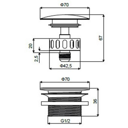 Пробка Click-clack для отдельностоящей ванны ARIN.2485.01WH (белая) Пробка Click-clack для отдельностоящей ванны ARIN.2485.01WH (белая)