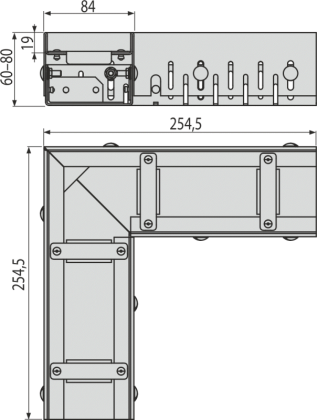 Дренажный угловой желоб 75 мм регулируемый, нержавеющая сталь