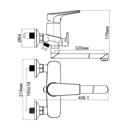Смеситель для ванны с душем Aquanet Bath & Basin SD91669A