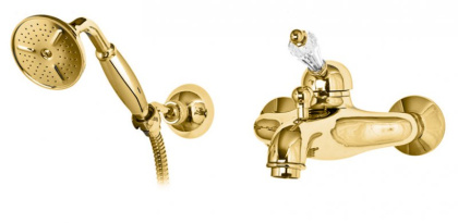 VINTAGE-VDM-01-Sw-N Смеситель для ванны и душа с ручным душем Исполнение: Хром, Ручки: Swarovski Nero 